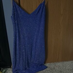 Blue mini dress (sparkly) size says 9/10